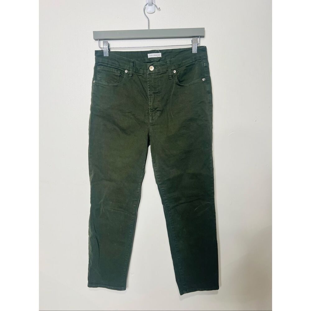 Good American High-Rise Straight Leg Jeans in Forest Green